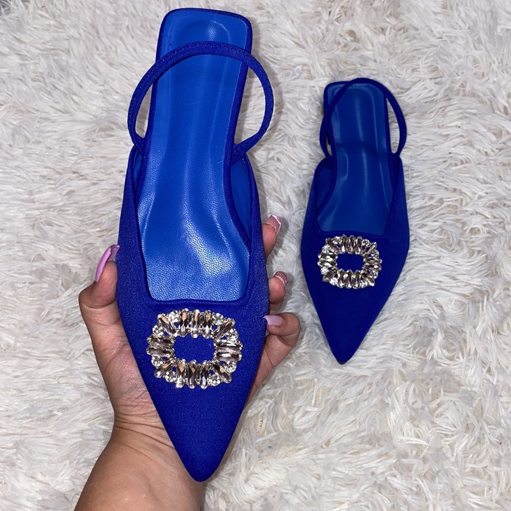Royal Blue Flats with Gem Detail